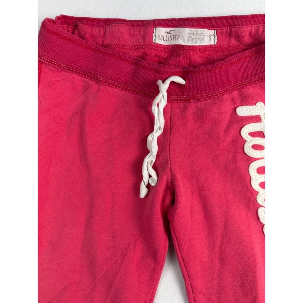 Hollister Womens Y2K Pink Low Rise Logo Sweatpants Joggers Small Side Stripe - Picture 3 of 9